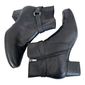 Clarks Unstructured Womens Black Leather Waterproof C Shell Ankle Boots Size 10